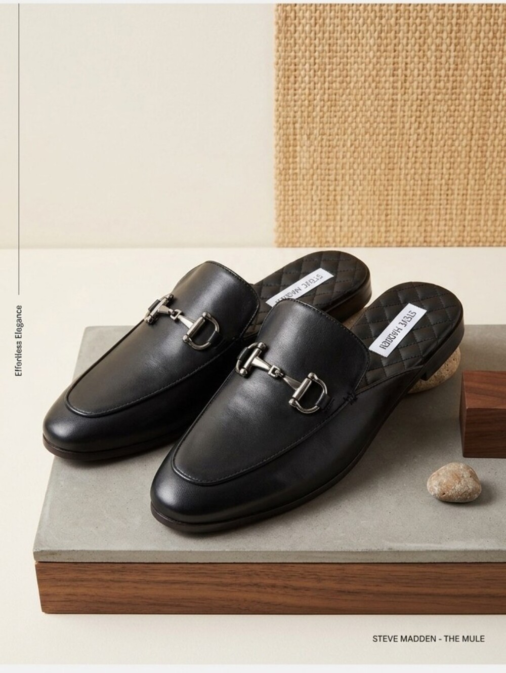 Steve Madden Men's Leather Black Dazling Comfortable Slip-on Mules Size 8.5
